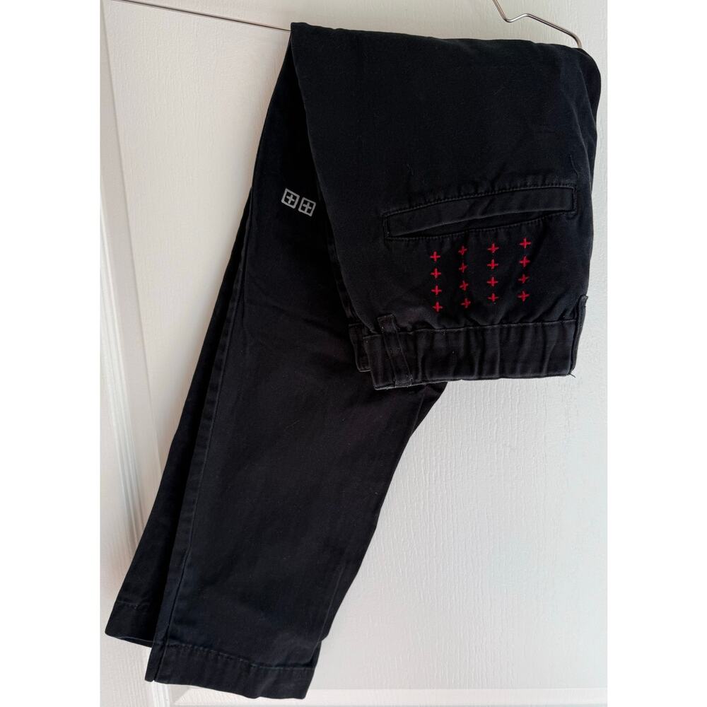 Ksubi Black Chinos with Red Cross Stitch Detail